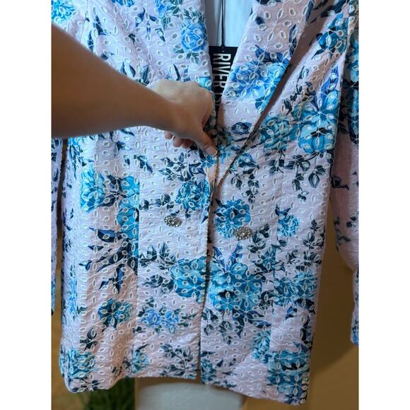 River Island Women's Pink Floral Broderie Detail Notch Blazer Size 6 NEW - Picture 5 of 6